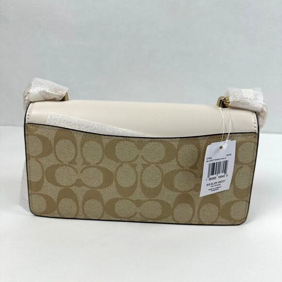 Coach Eliza Flap Crossbody Bag In Signature Canvas In Light Khaki/Chalk CP009 - Picture 4 of 10